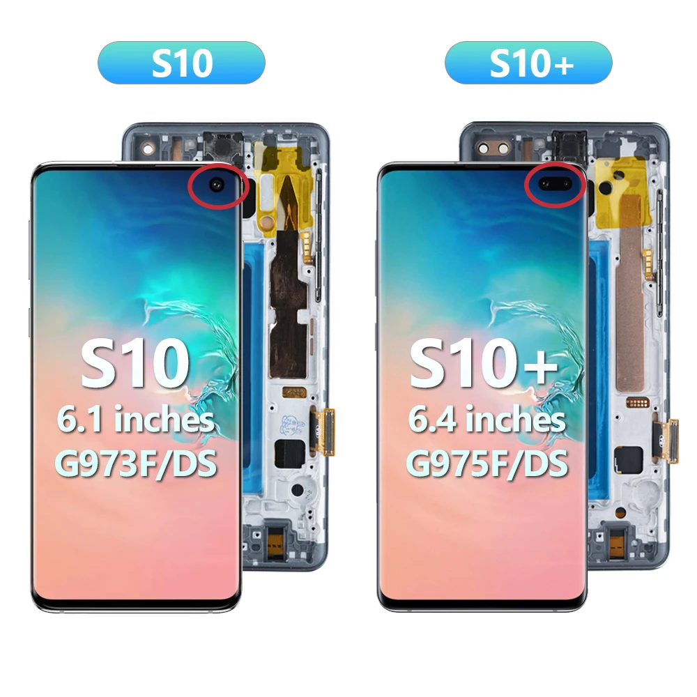 Screen With Frame For Samsung S10 Plus G975 G975F SM-G975F LCD Display Digital Touch Screen For Samsung S10+ Display Assembly