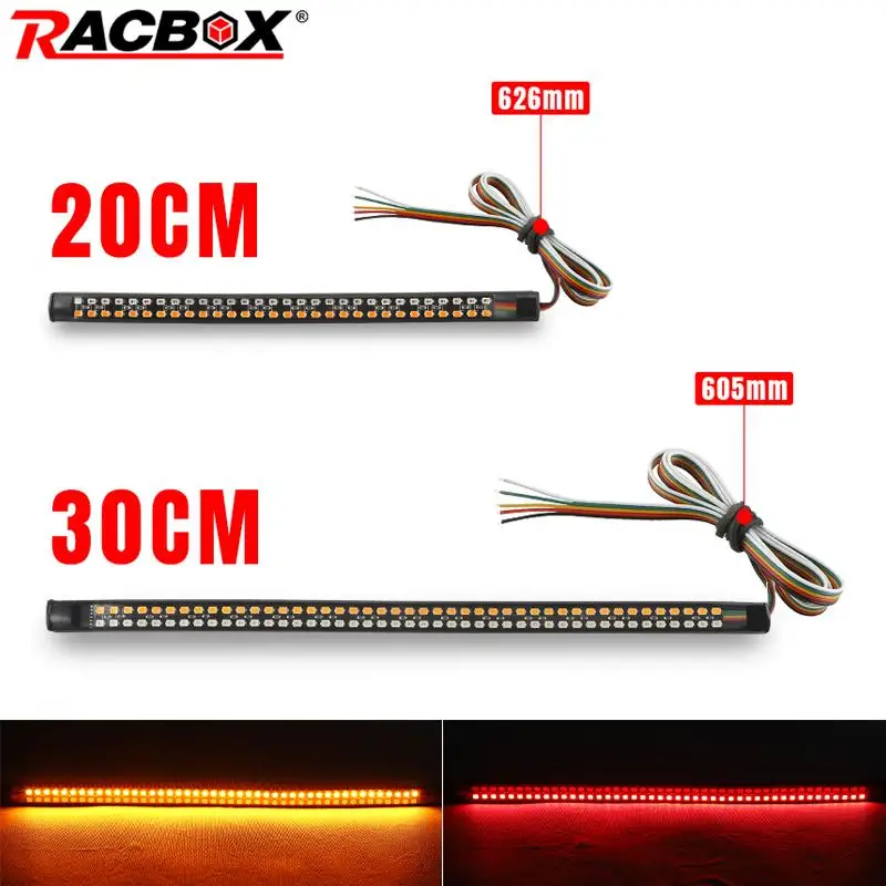 60 90 Leds Motorcycle Flash Tail Brake Light Bar 12V Rear Flowing Turn Lamp DRL Strobe Strip Taillight For Chopper Cruiser ATV