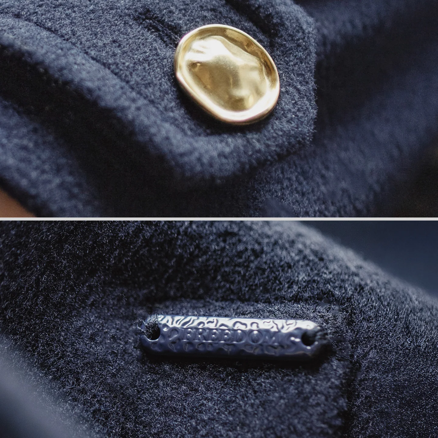 Women's Navy Double-Breasted Mid-Length Wool Coat