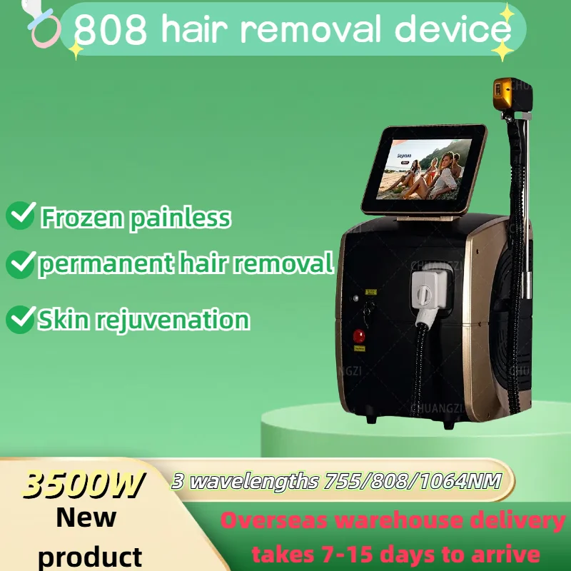 

808nmPortable Diode Laser Hair Removal Machine Ice Titanium Cooling Head Painless Permanent Hair Removal Device CE Approved