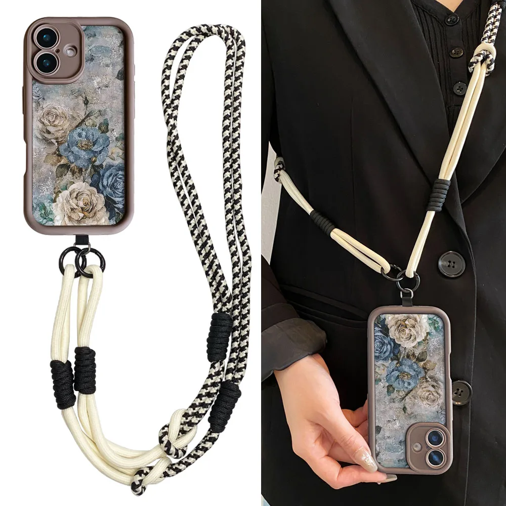 2025 قلادة حزام PhoneCaseForXiaomi PocoX7 X6 F7 F6 M7 M6 F5 X5 X3 M3 Pro C55 C65 C75 C71 ريترو الأزهار Crossbody غطاء الحبل #2