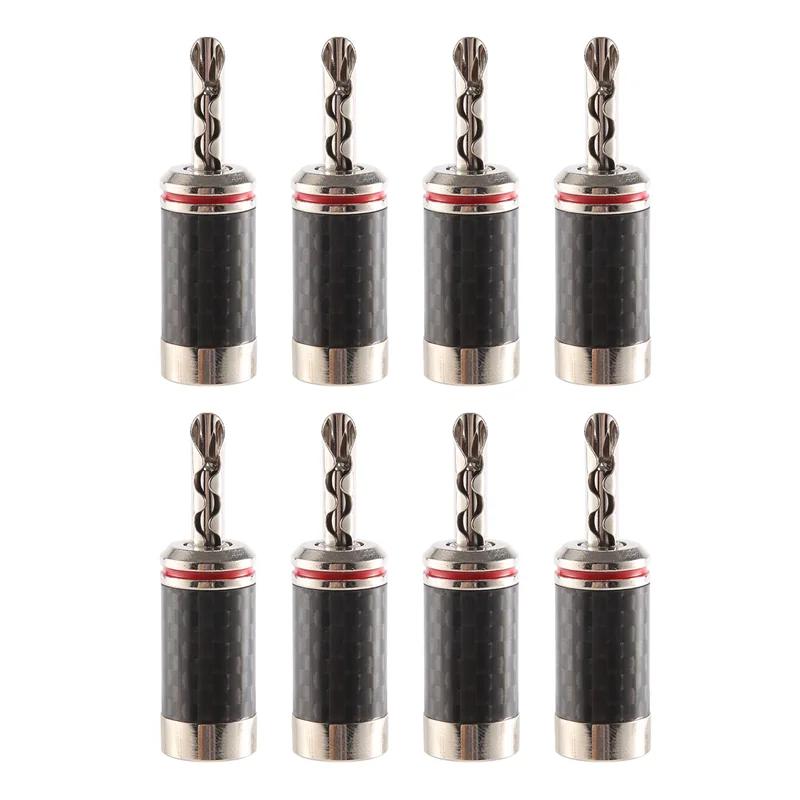 8Pcs Banana Plugs Hi-End HIFI DIY Carbon Fiber Copper Plated Rhodium Electrical Audio Jack Banana Connector Plug