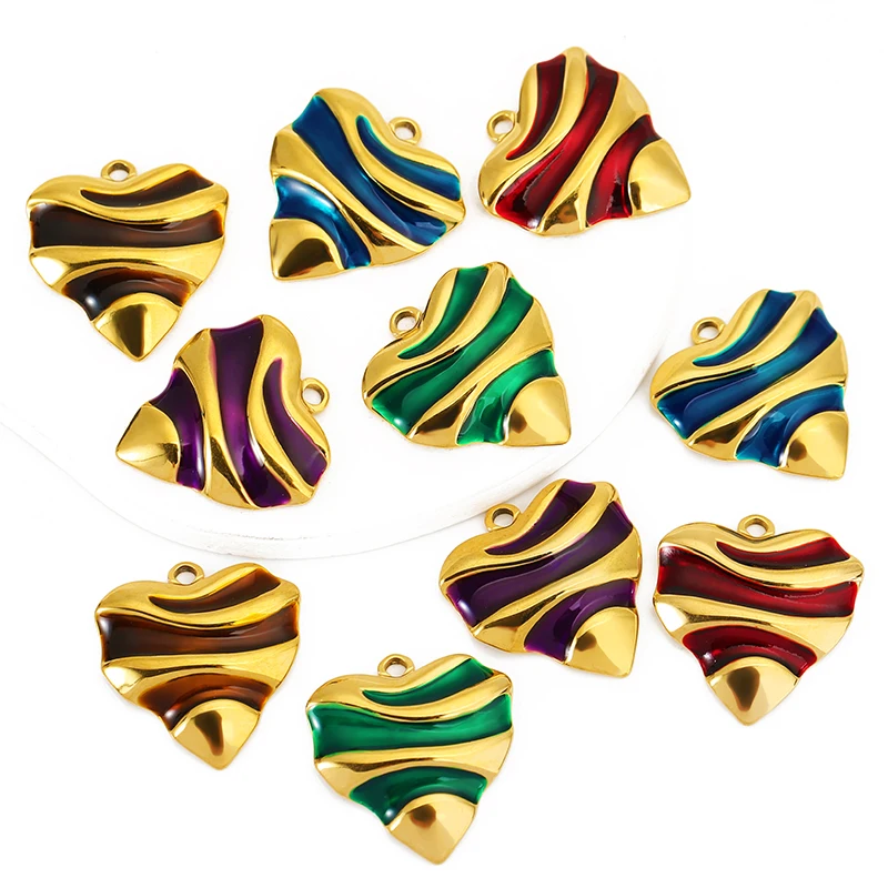 

4pcs Fashion Stainless Steel Heart Pendant Women's Earrings Necklace Making Material DIY Jewelry Accessories Handmade Crafts