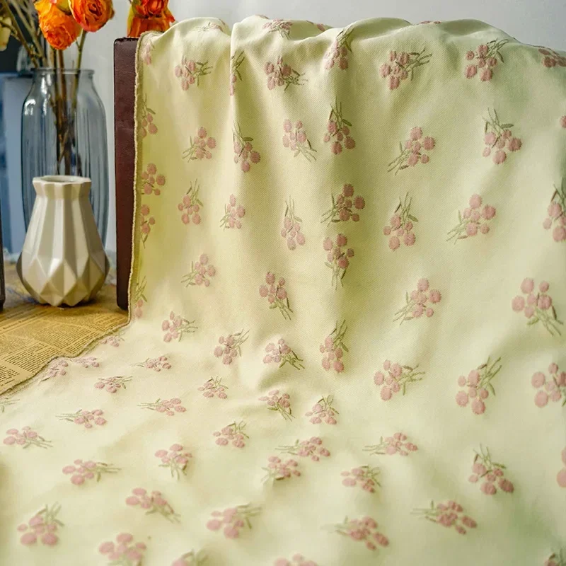 

Yarn-dyed Jacquard Fabric Spring Autumn Cream Yellow Pink Floret Dress Bouquet Decoration Cloth Shirt Diy Sewing by the Meter