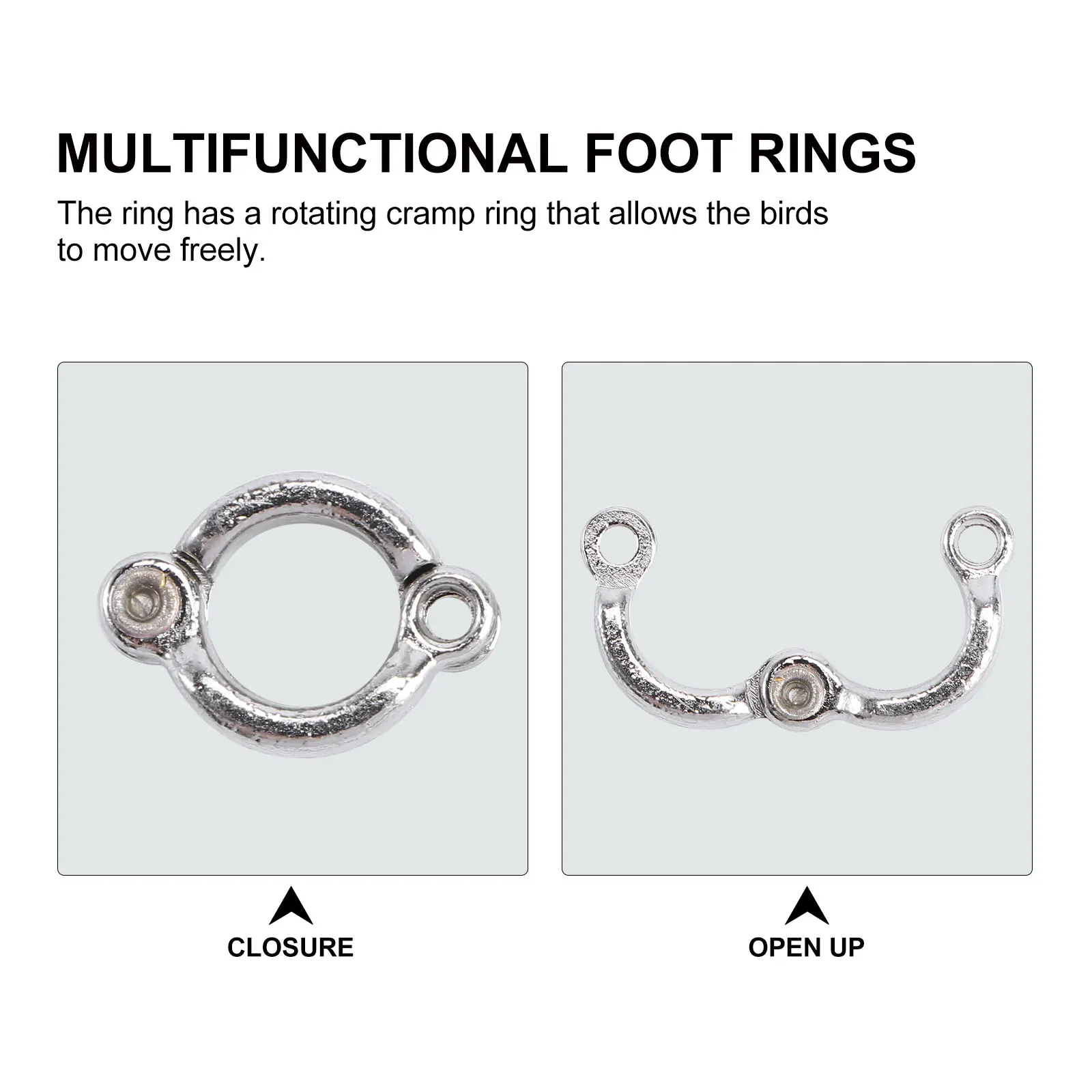 6 Pcs Stainless Steel Parrot Foot Rings Lightweight Bird Supplies Rust Resistance Premium Material Small Size for Training - Image 5