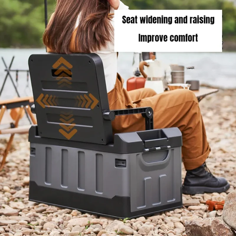 60L Outdoor Storage Box Foldable Storage Box Camping Accessories For Vehicles Car Supplies Thickened Storage Box