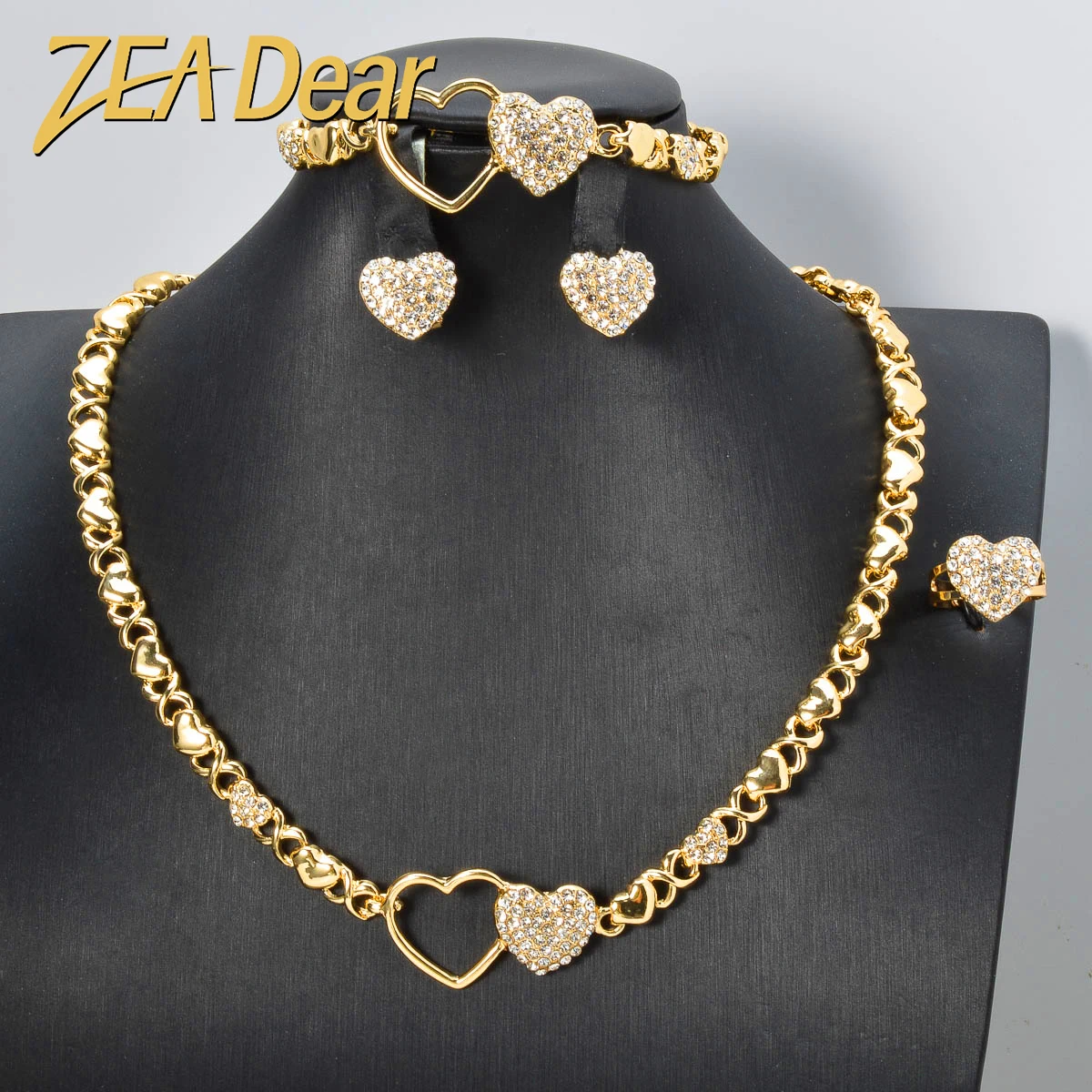 

ZEADear Bohemia Fine Jewelry Sets Heart Zircon Necklace Bracelet Earrings Ring Luxury Bridal Wedding Party Anniversary Gift