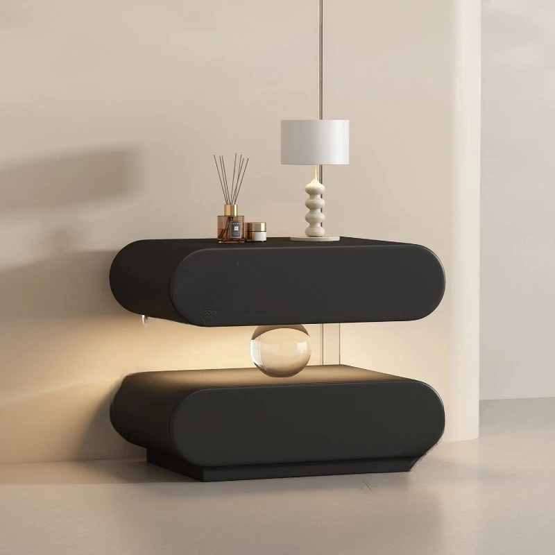 

Bedside table, all solid wood free installation, modern simple household acrylic sensor lamp bedside table