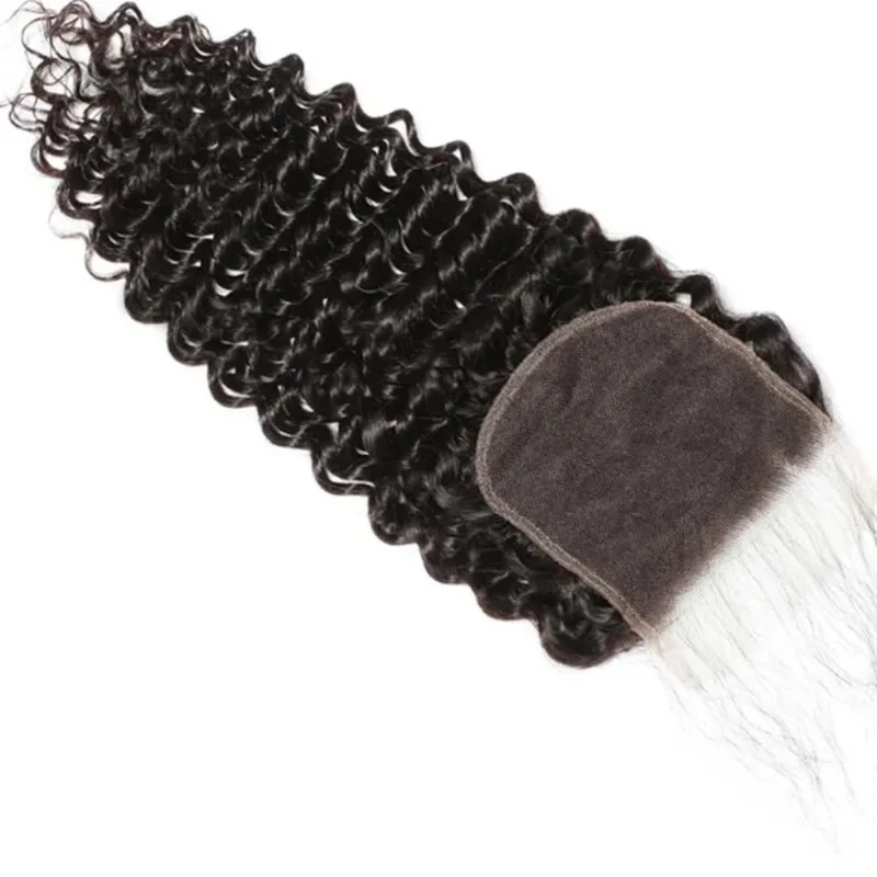 12A 4x4 Свободная часть кружева с глубокими волнами, человеческие волосы, 100% необработанные бразильские девственные швейцарские кружева, плотность 150%, натуральный цвет