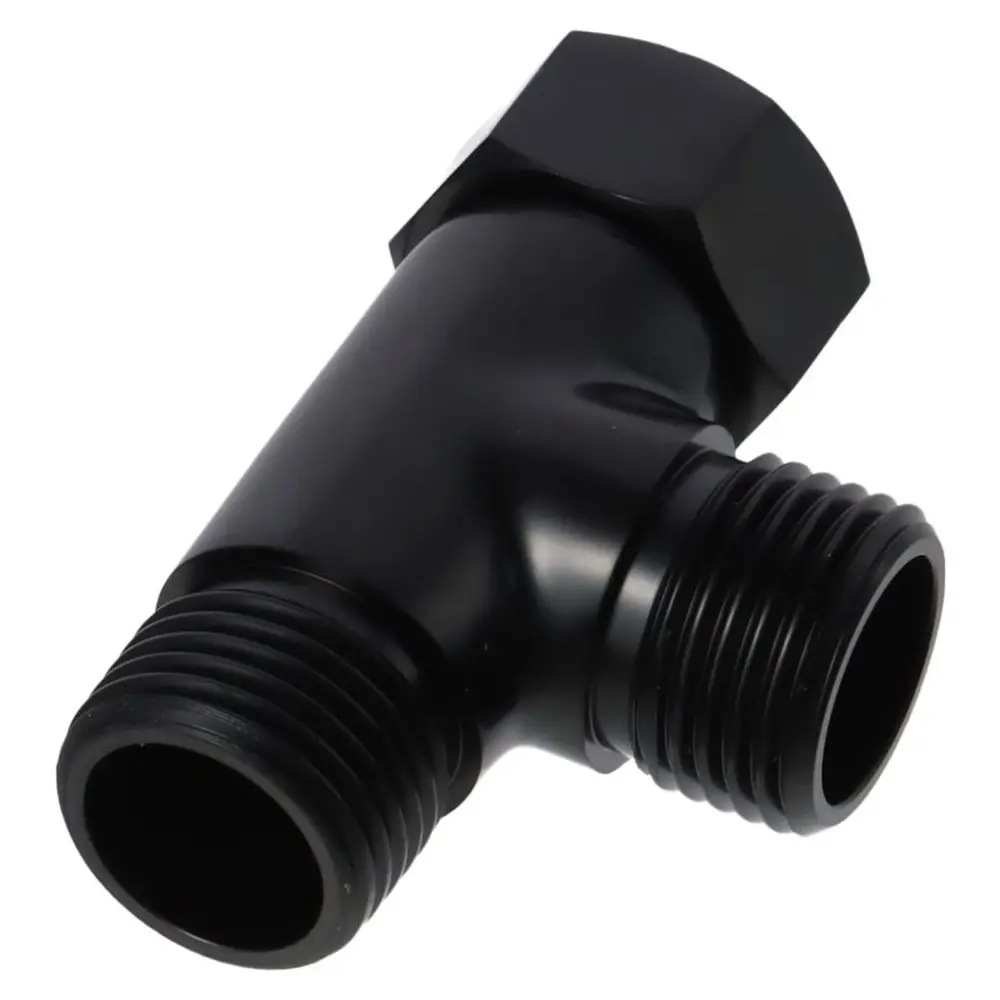 Massief Messing Douchearm Omleidingsklep 3-Way G1/2 "Water Omleiding T Vorm Mat Zwart Slang Adapter Connector Vaste Sproeikop