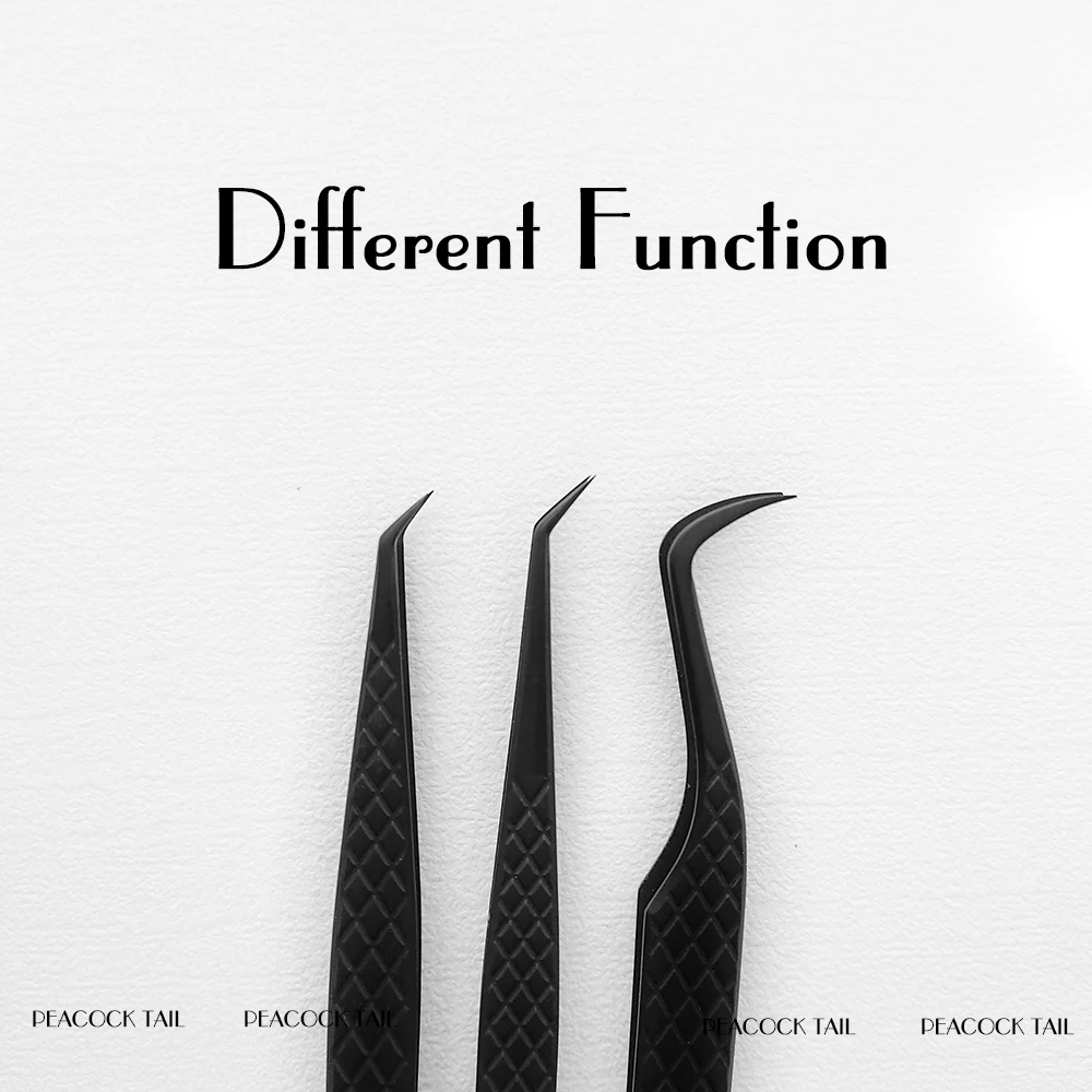 まつげエクステ用ビッグファイバーチップつけまつげピンセット、黒いピンセット、まつげ用ピンセットの先端が完璧に密着