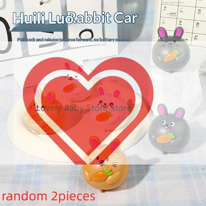 【BS】2/10Pcs Mini Cartoon Rabbit Pull Back Vehicle Cute Animal Friction Powered Toys For Kids Birthday Gift Party Giveaway Prizes
