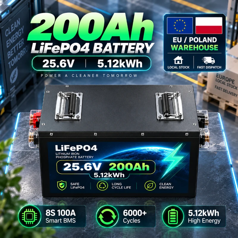 12V 24V 48V LiFePO4 Batterie 100Ah 120Ah 200Ah Smart BMS Tiefzyklus-Lithiumbatterie 6000+ Zyklen für Solar, Wohnmobile, Boote, Marine, USV, Off-Grid-Heimenergiespeicher EU Polen Lager Schneller
