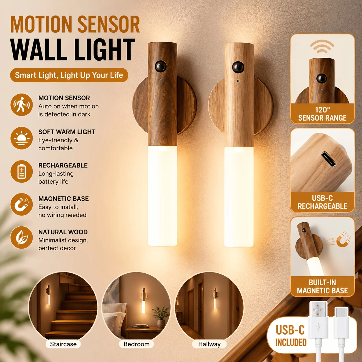 Solar Wall Sconce - Human Body Sensor Night Light Punch
