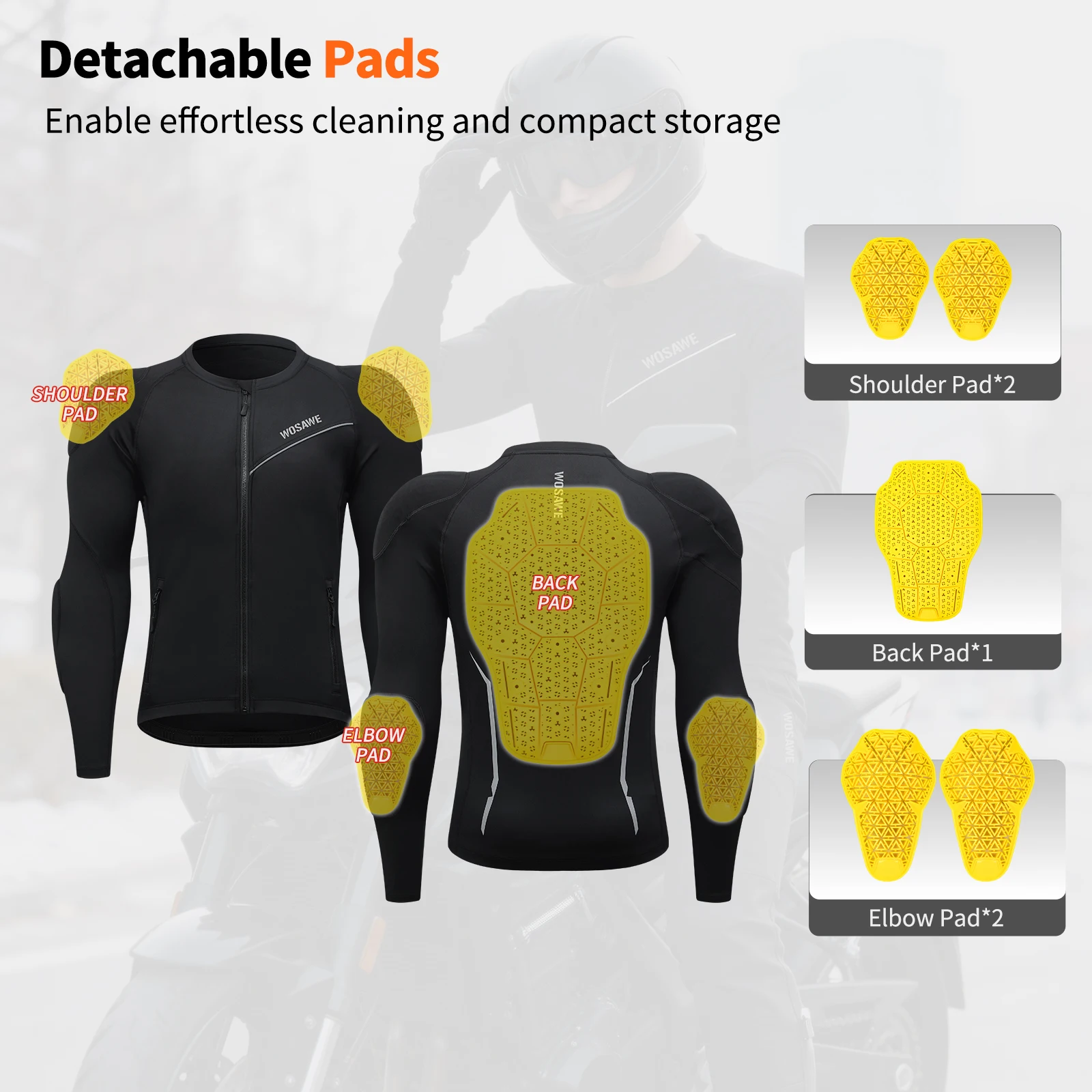 WOSAWE Men Motorcycle Jacket Reflective Windproof Jackets Fleece Lining Warmth Soft Motorbike Coat All season Riding Clothing