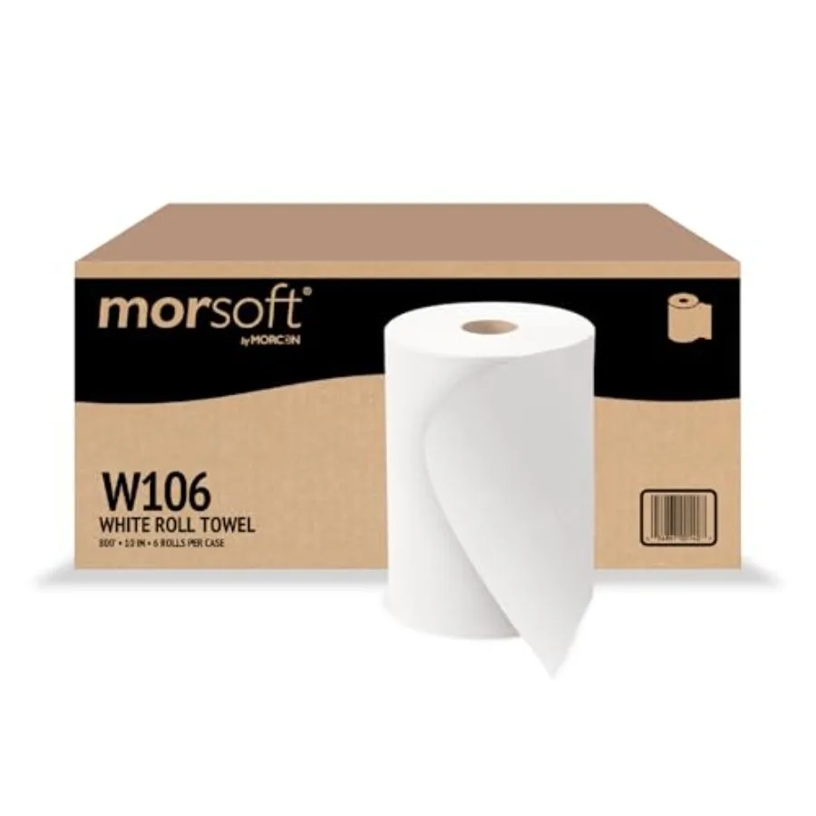 

Morsoft by Morcon W106 Paper Towel Dispenser Refill 10 Inch Roll White 100% Recycled Fiber 10 x 800ft 6 Rolls Ideal Paper Towel