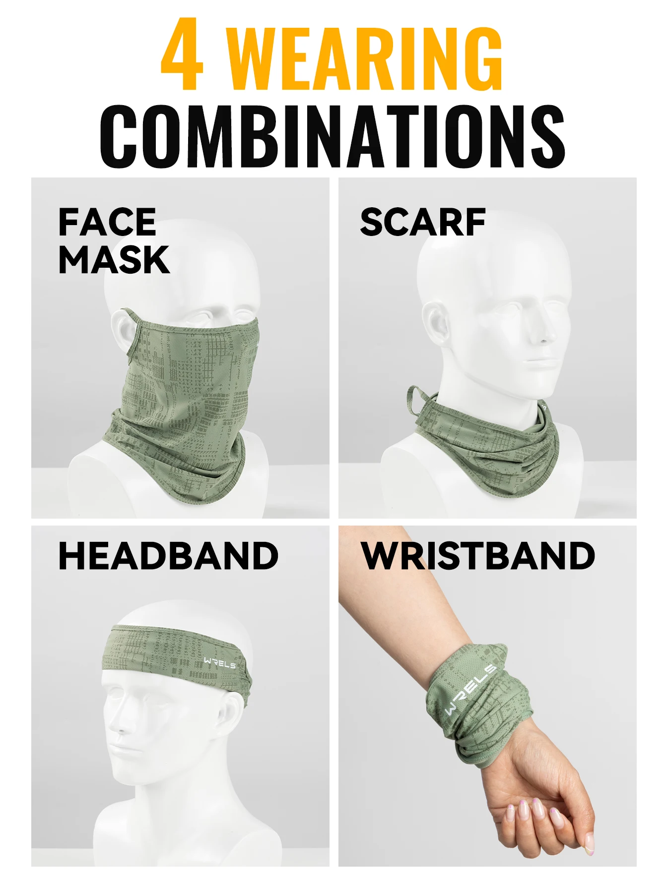WRELS Balaclava Nackenwärmer aus Eisseide, kühlend, UV-Schutz, Gesichtsmaske, Sommerschal, Bandana, mit Ohrschlaufen, atmungsaktiv, Sonnenschutz, Angeln – Detail 9