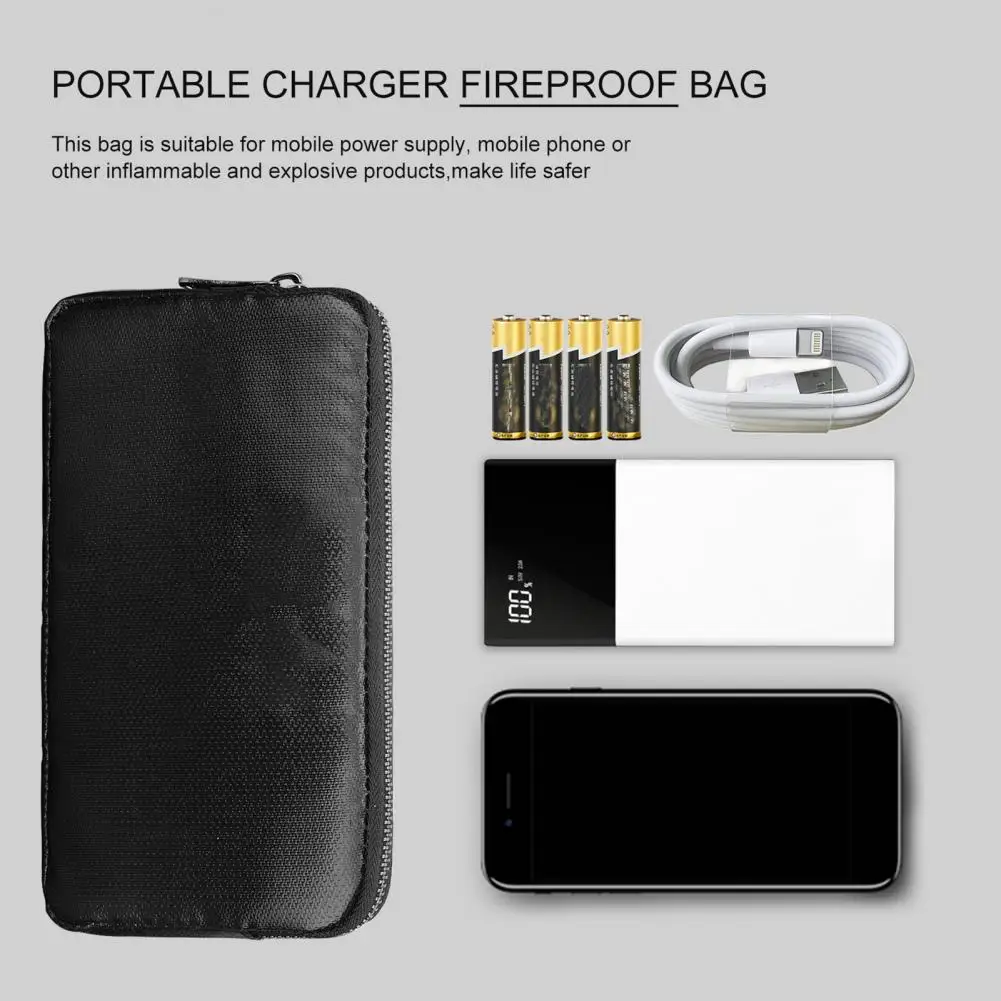Waterproof Explosion-Proof Fireproof Bag Safety Lightweight Compact Protector Power Bank Storage Pouch for Outdoor Camping