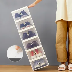 1pcs Foldable Box Transparent Plastic Shoe Rack Storage Stackable combination shoe cabinet Japanese Flip Drawer shoe organize