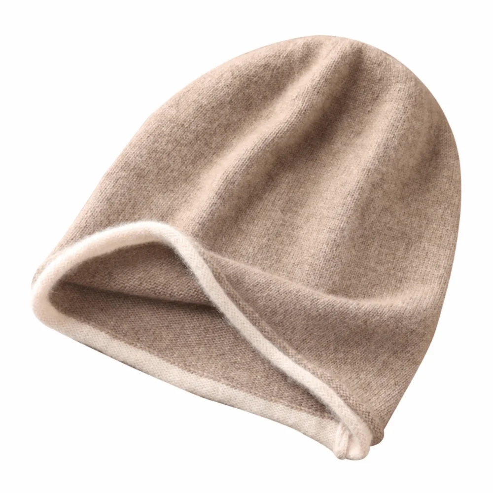

Casual Soft Winter Hat Curly Brim Thickened Knitted Hat Warm Lining Windproof Wool Hat Men Women