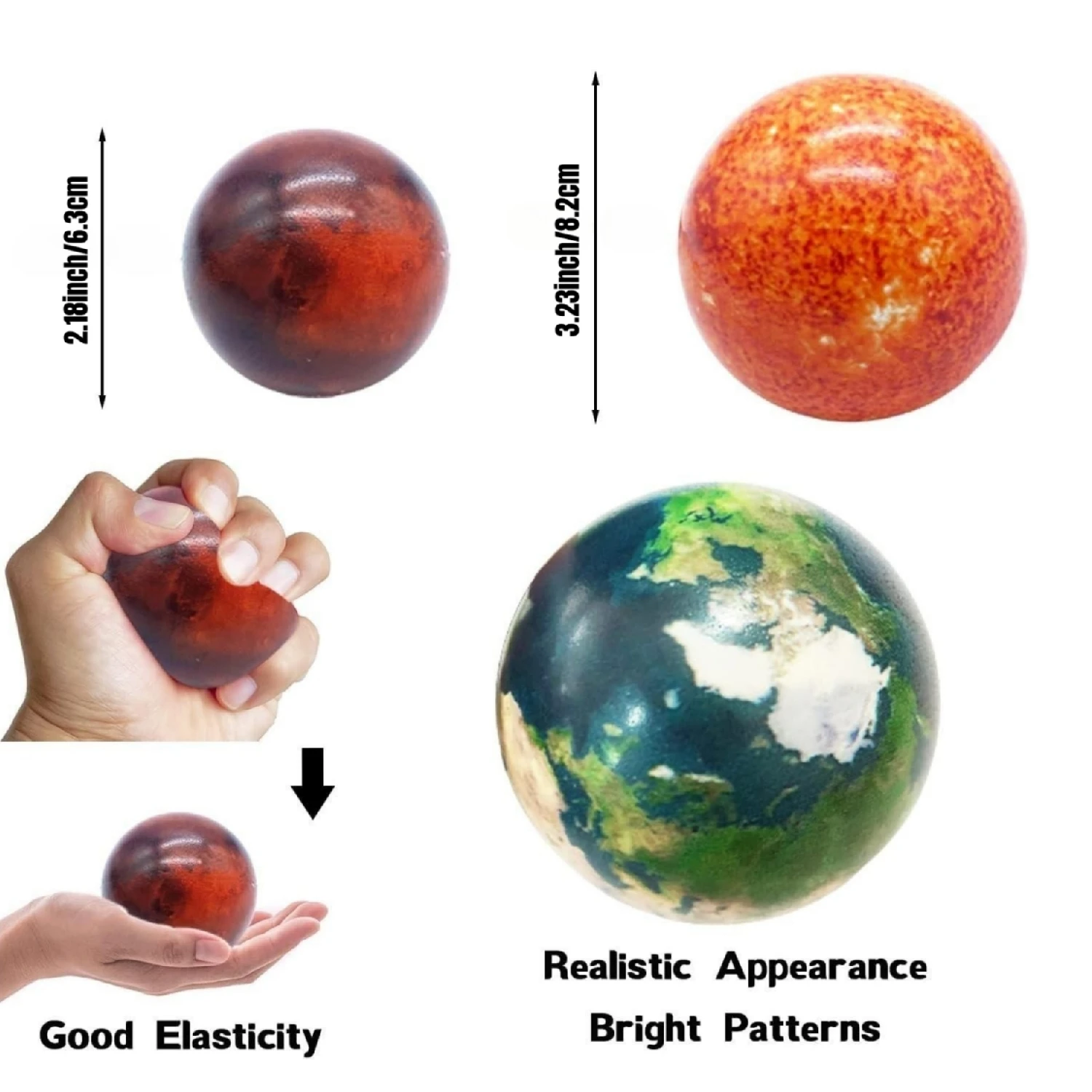 10pcs Solar System Planet Stress Balls,Stress Relief Planets and Space Ball,Anti Stress Solar Educational Ball Christmas Gifts