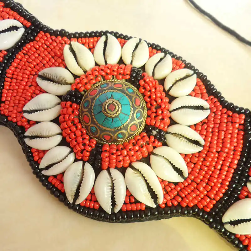 HDC0632 Tibetan Hand Sewed Shell Waistband Lady Decor Belt Multi Colors