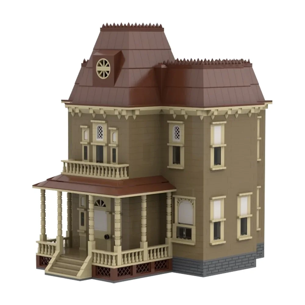 Gobricks moc filme psico casa blocos de construção modelo psico horror casa assombrada arquitetura tijolos montar brinquedos crianças presentes