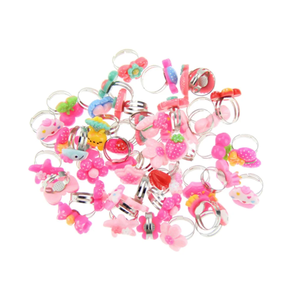 

50Pcs Colorful Acrylic Fiber Rings Creative Play Accessories for Kids Party Favors Plastic Rings Children Toys