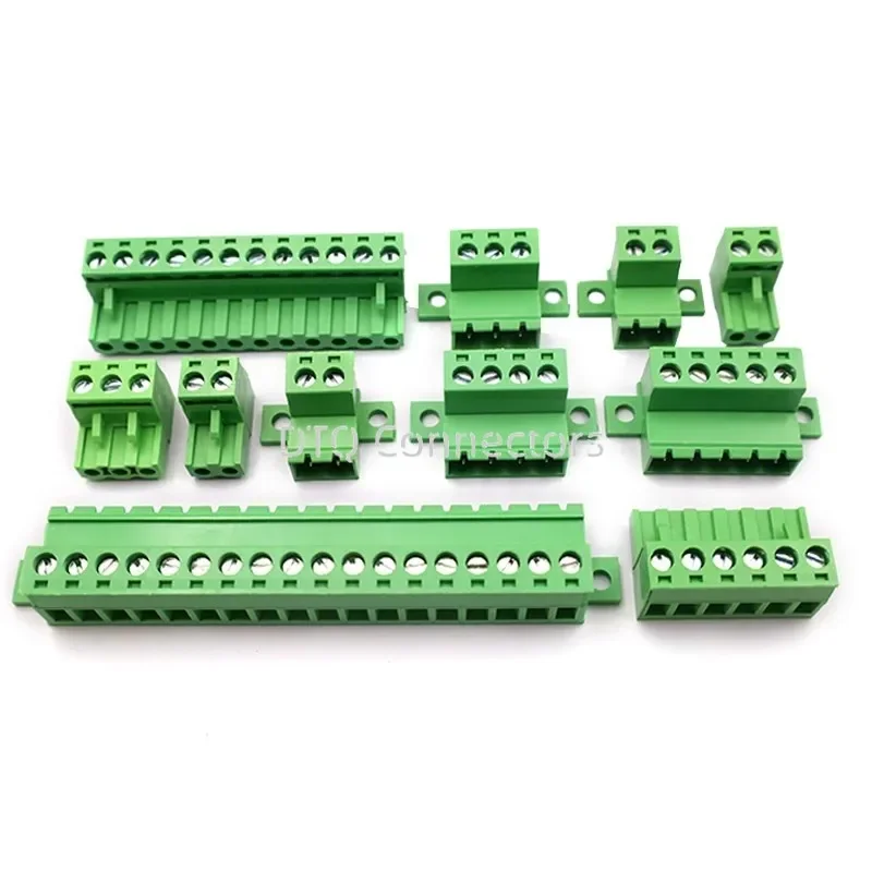 1Set 2EDGRKC 5.08MM Solderless Docking Type Screw Terminal Block Connector PCB Plug-in Type 2EDG Green Terminal Block