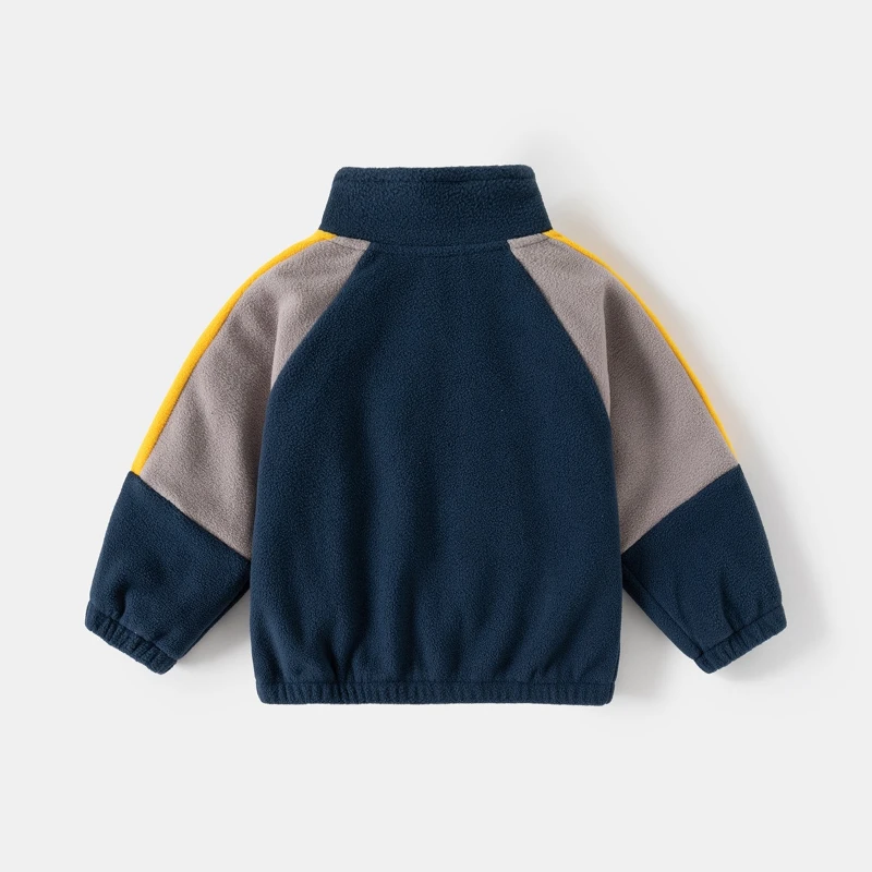 Toddler Fleece Jacket Colorblock Raglan Sleeve Stand Collar Soft Casual Spring Fall Outwear for Kids