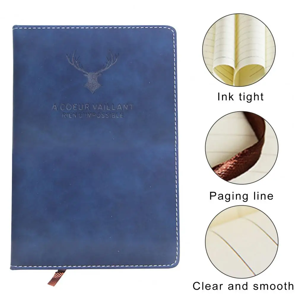 Cuaderno de piel sintética engrosada para tomar notas, cuaderno elegante para el lugar de trabajo de oficina con 280 páginas, Bloc de notas A5 para elegante