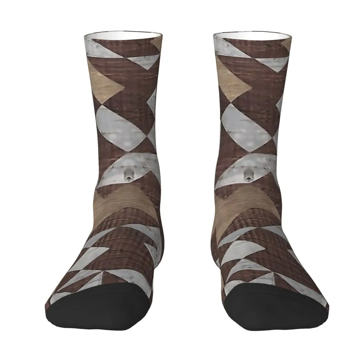 Geometric Wooden Texture Pattern Oriental Rug Socks Gym 3D Print Boy Girls Mid-calf Sock