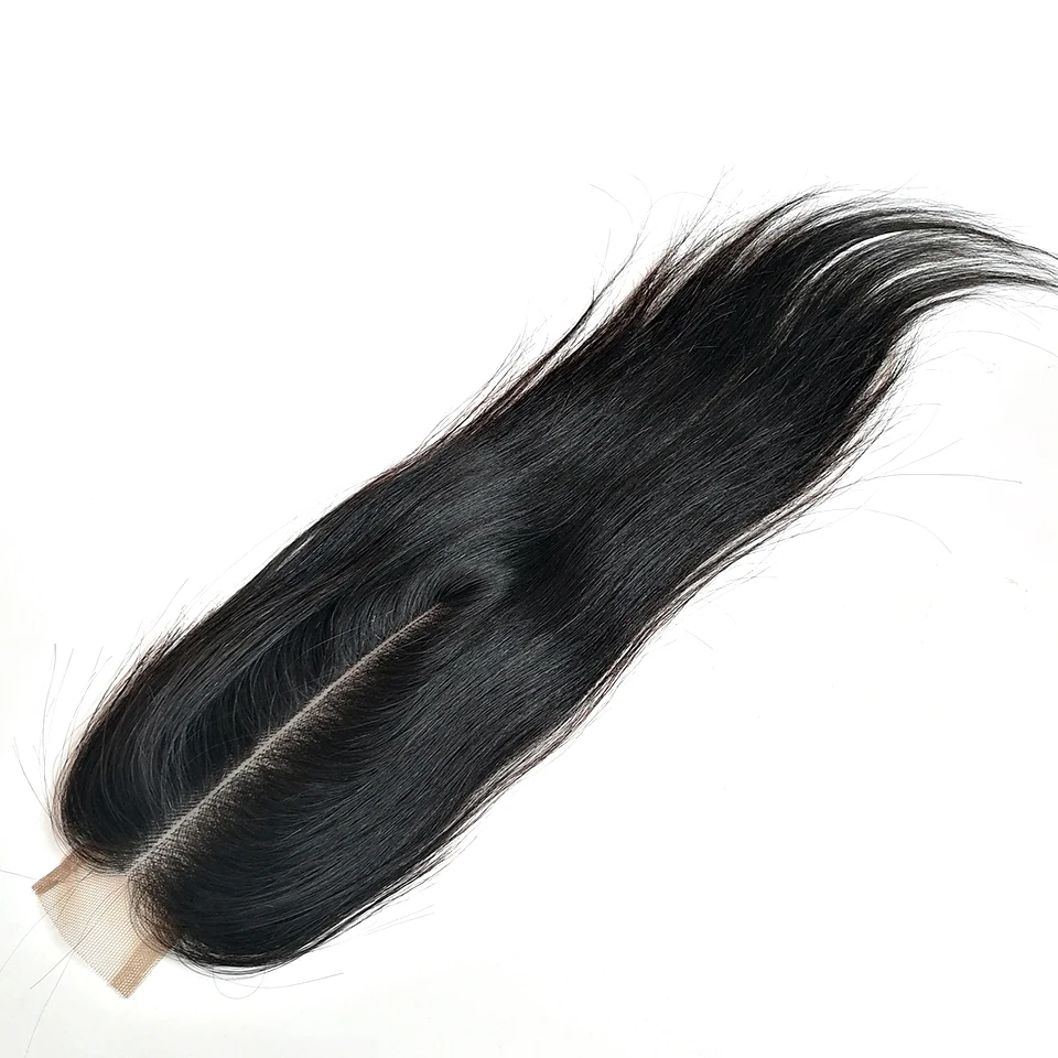 Brasil lurus 2x6 renda penutup Remy rambut manusia bagian dalam HD renda penutup gratis/bagian tengah warna alami