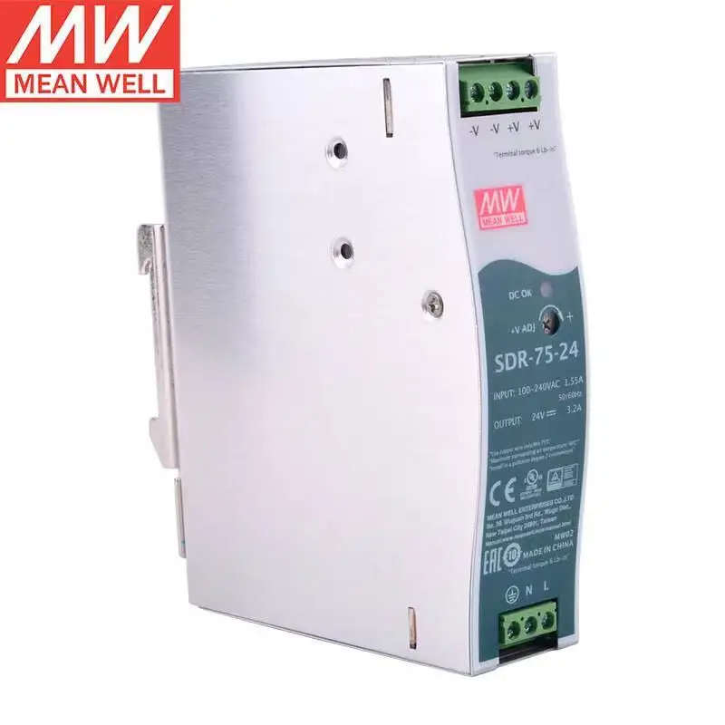 Taiвам MeanWell SDR-75-24 75 Вт 24 в 3,2 А, Промышленный источник питания на DIN-рейке, новый оригинальный промышленный