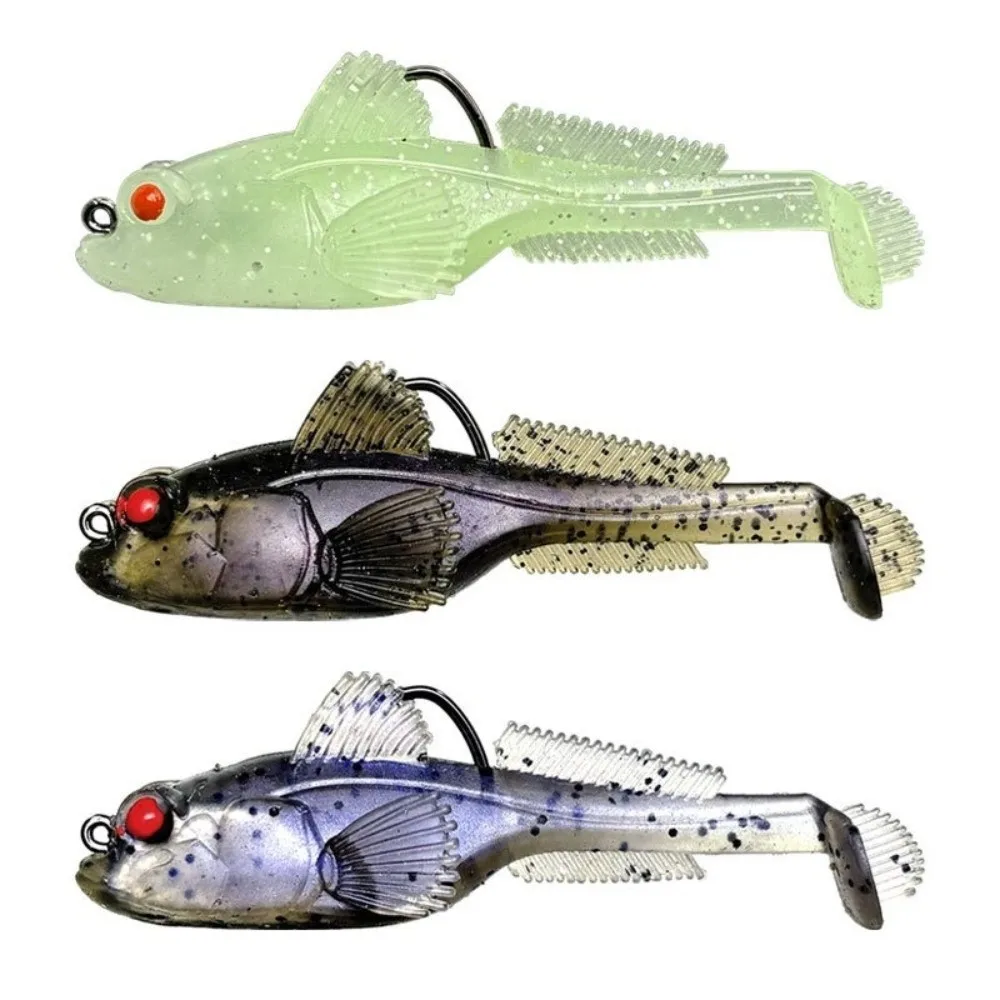 2 Stück 9g Silikon-Goby-Köder mit Jighaken, 12g sinkender Weichköder, Barsch-Angelzubehör aus TPE-Material, Angelköder für Barschangeln