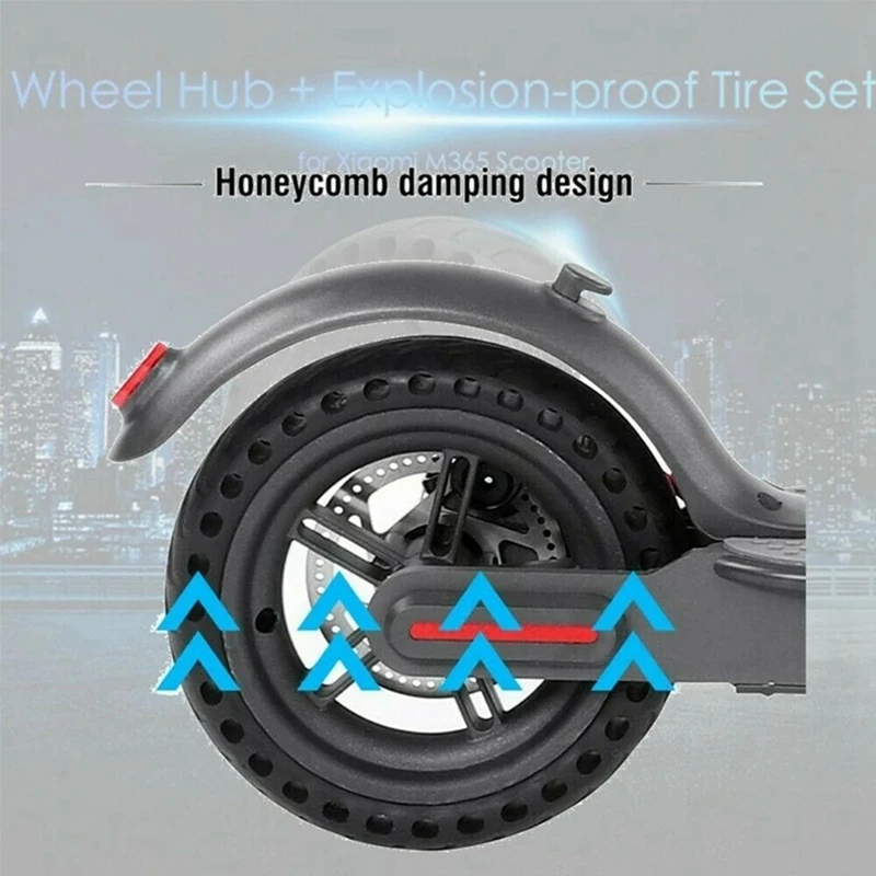 

Electric Scooter 8.5 Inch Honeycomb Rear Wheel Tire Aluminum Alloy Explosion-Proof Tire 110Mm Brake Disk For Xiaomi M365