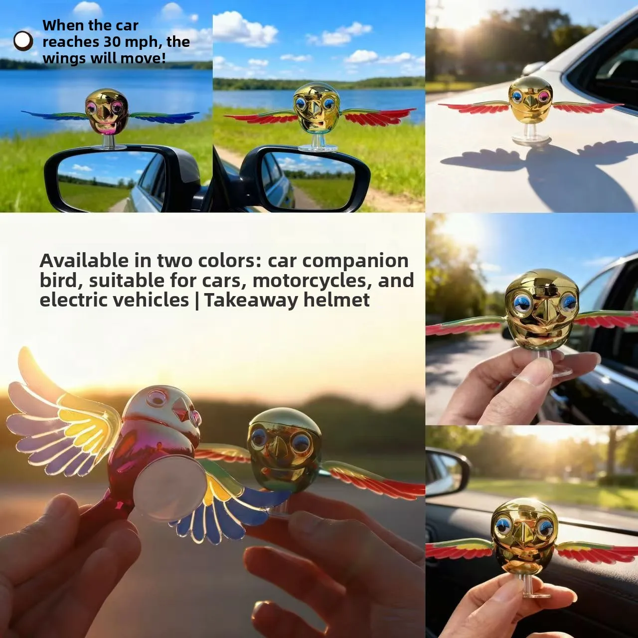 

Creative Flying Bird Decor - Car Interior/Rearview Mirror/Electric Bike Ornament, Office Desk/Computer Side Creative Decoration