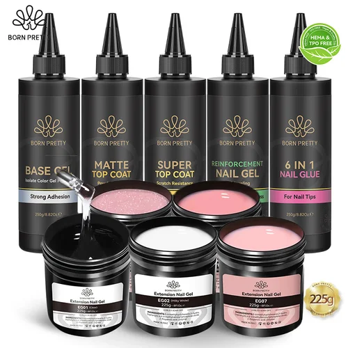 BORN PRETTY Clear 225g Jelly Extension Esmalte de uñas en gel camuflaje blanco lechoso Gel duro acrílico Nail Art Vernis semipermanente