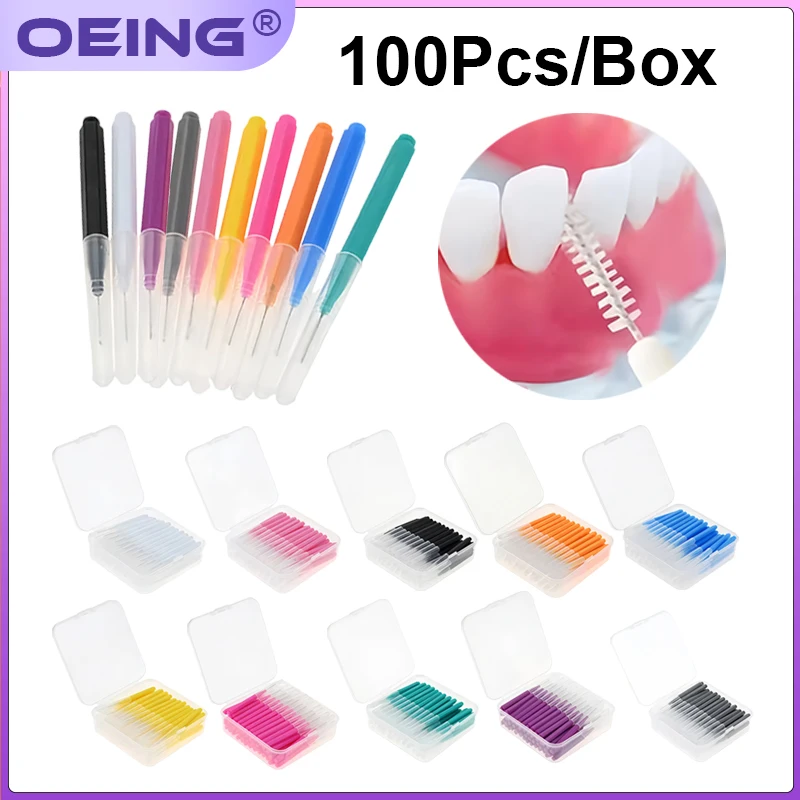 

100 шт. ортодонтических межзубных щеток – с мягкой щетиной, прямые, для ультрамягкого ухода и чистки брекетов