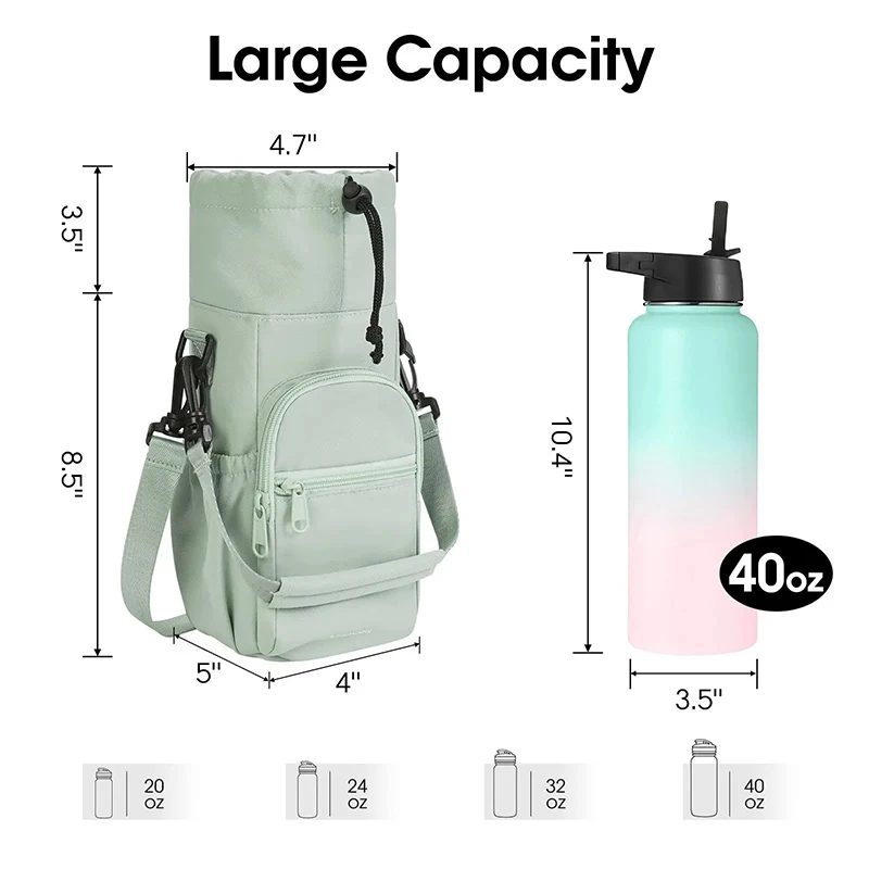 Bolso pequeño de viaje para teléfono, taza y bandolera de hombro con soporte para botella de agua, portátil