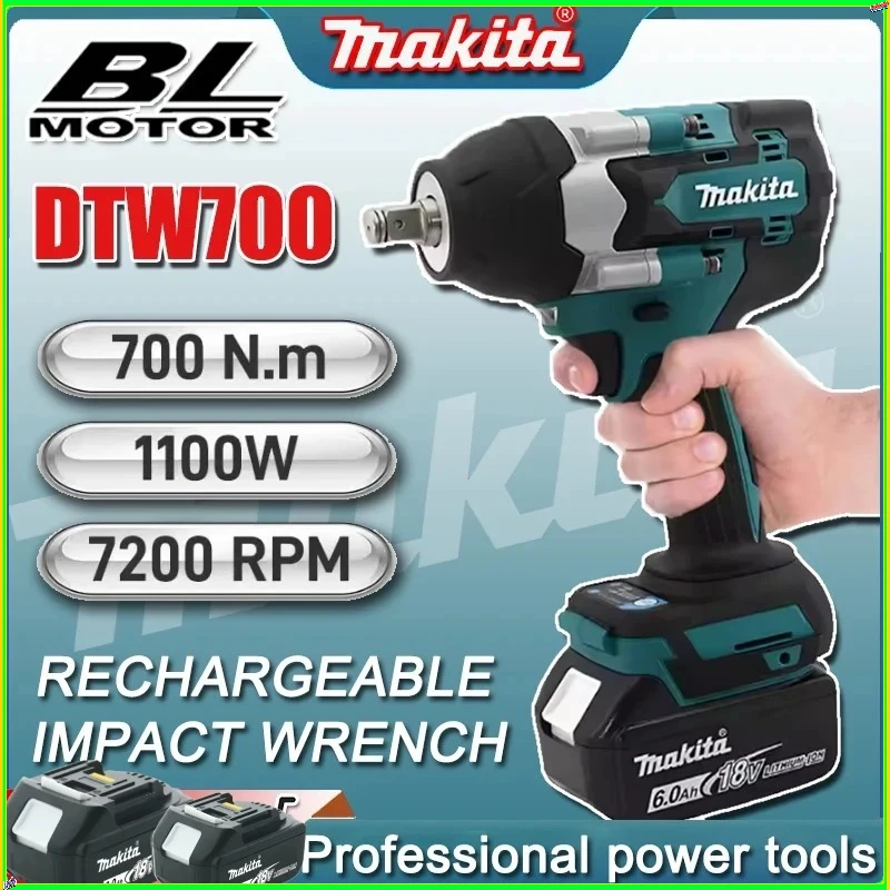 

Бесщеточный электрический гайковерт Makita DTW700, дрель-шуруповерт, бесплатная доставка, мощный инструмент с высоким крутящим моментом, динамометрический ключ