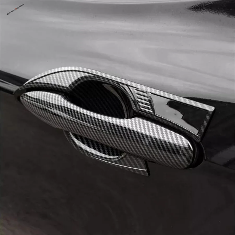 ABS Chrome Carbon Fiber Outer Door Handle Clasing Bowl Covers Trim Fit For Toyota Camry XV70 2018 2019 2020 2021 Car Accessories