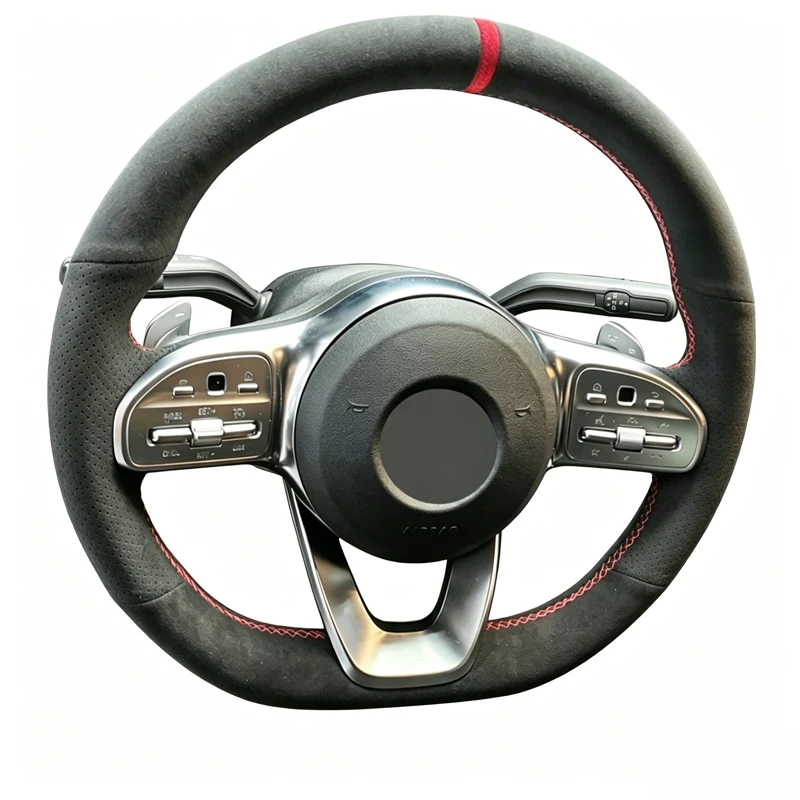 

Чехол на руль ручной работы из замши для Mercedes-Benz S-Class W222, GLC, A-Class W177, C-Class W205, E-Class W213, аксессуар для интерьера автомобиля