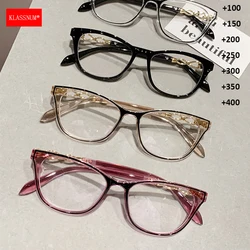 KLASSNUM Women Classic Reading Glasses Trendy Magnifing Presbyopic Glasses Plus Glasses Presbyopia Clear Lens +1.0 2.0 2.5 4.0