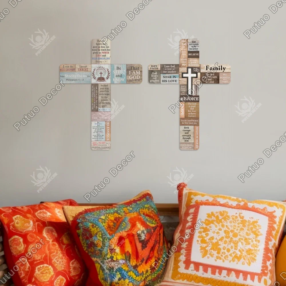 Putuo Decor-wooden cross of the day of the dead, wall decoration for home, 15.9x11.8 inches