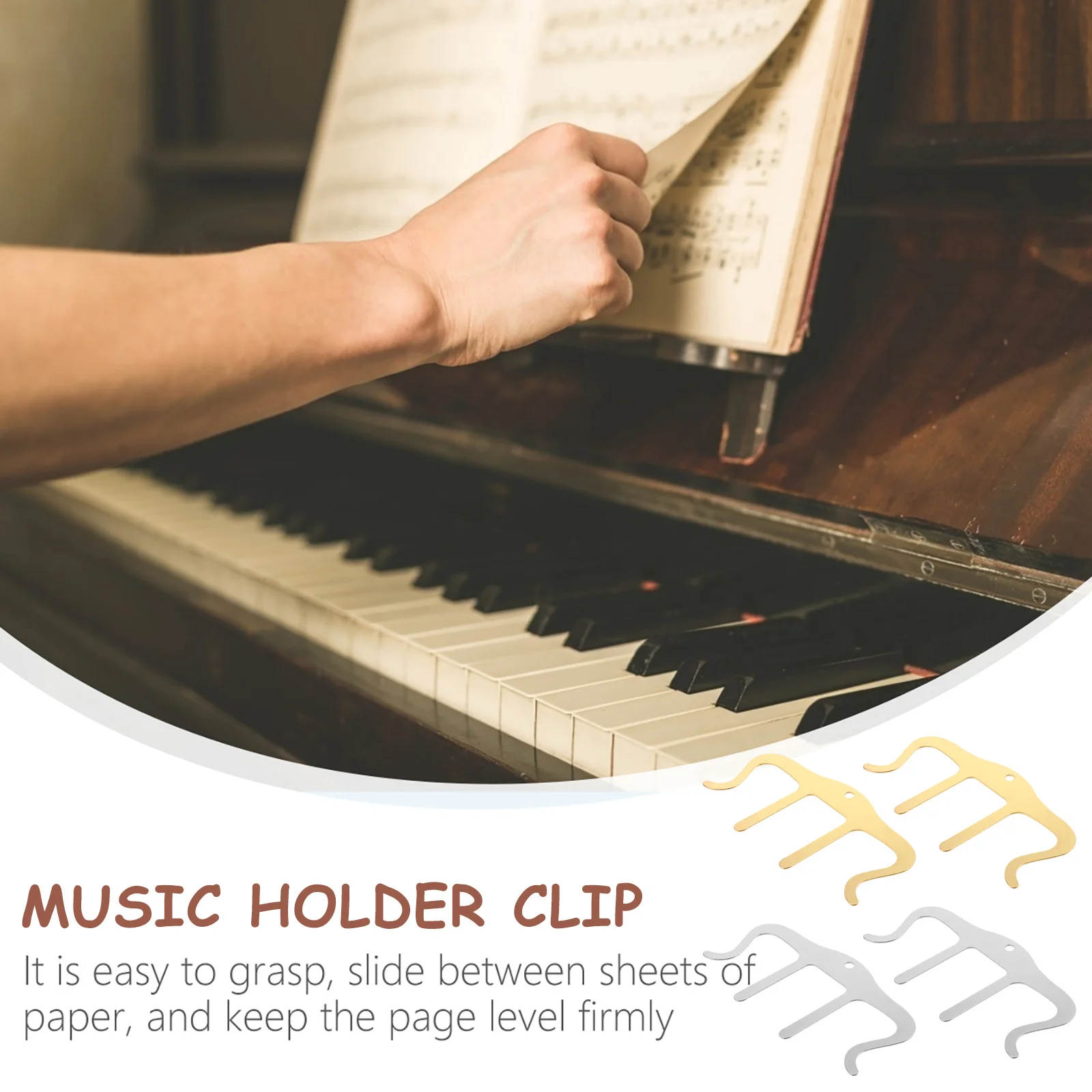 

2pcs Piano Sheet Clip Metal Music Page Holder Strong Grip For Outdoor Use Music Book Clip Stationary Holder Instrument Accessory