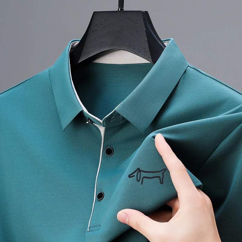 Luxusmarke Herren Bedrucktes Poloshirt Original Einfarbiges Lässiges Kurzarm-T-Shirt mit Kragen Sommer Neuer Trend Business Herrenmode – Detail 7
