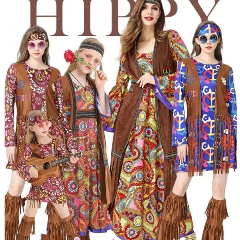 

Bohemian Style Halloween Costume Skirt for Women Disco Hippie Hip Hop Cosplay Vintage 70s Ethnic Fashion Stage Wear