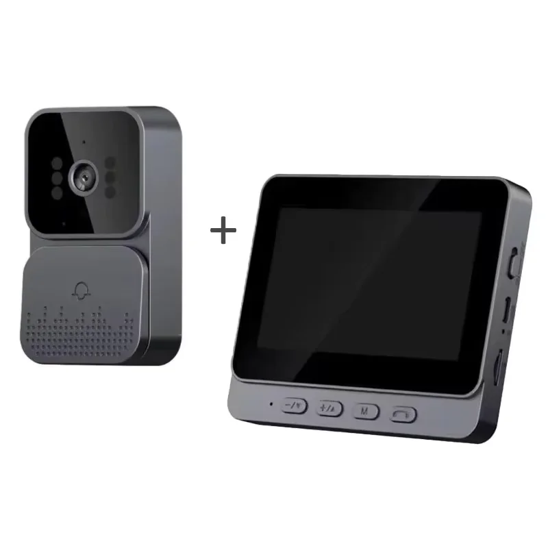 Sonnette d'interphone sans fil avec vision nocturne HD, écran IPS 4,3 pouces, caméra de sonnette vis