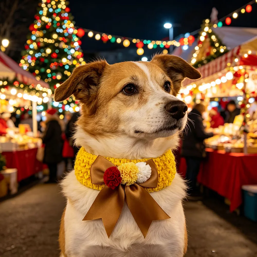 30/50 Stück Neue Weihnachts-Hundeschleifen aus Netzstoff mit Pompons, Krawatten für kleine und mittelgroße Hunde, Haustierzubehör, Hundeschleifen – Detail 5